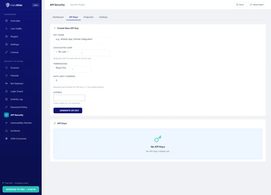 API Keys — Key management and access control