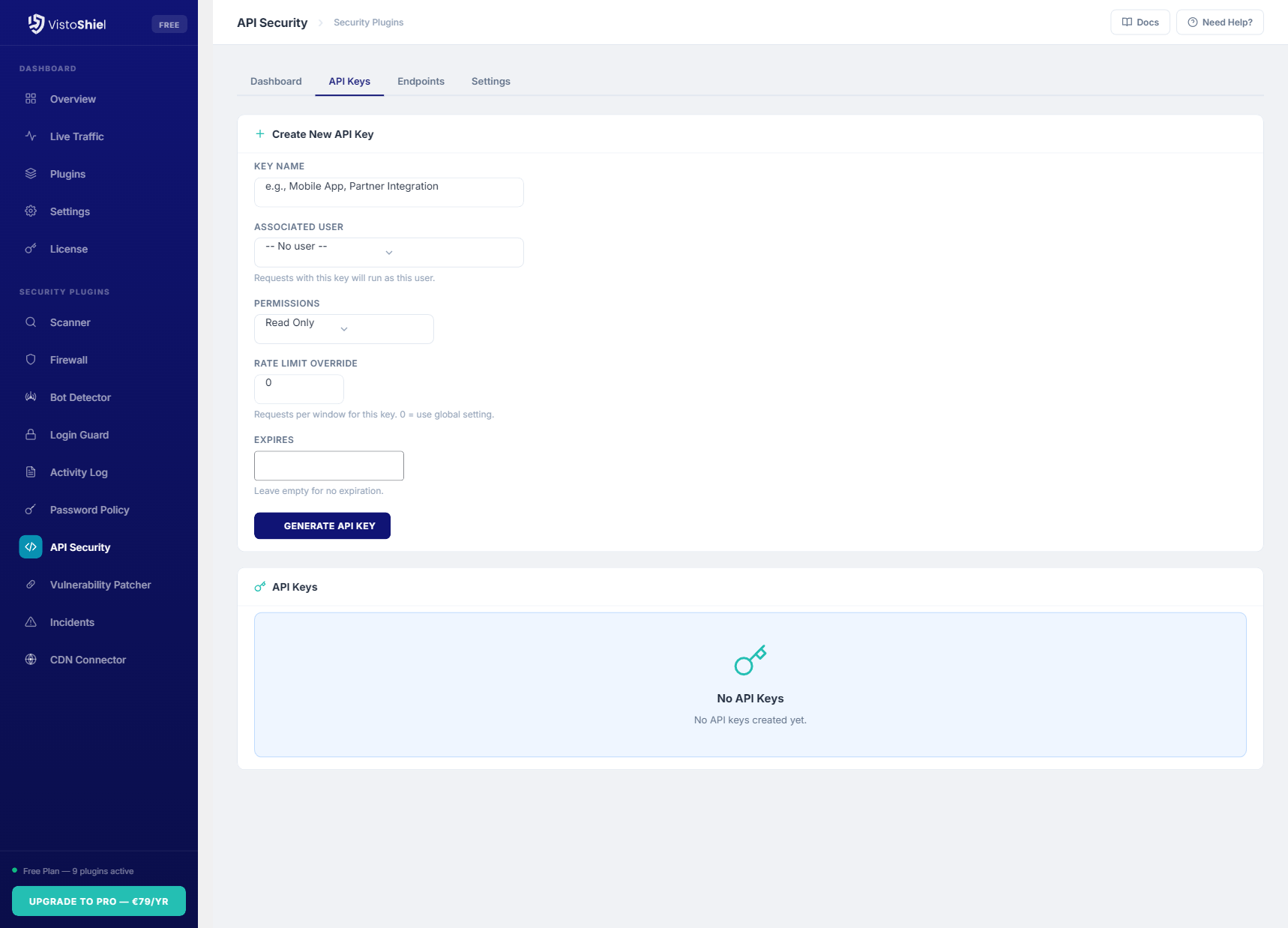 API Keys — Key management and access control