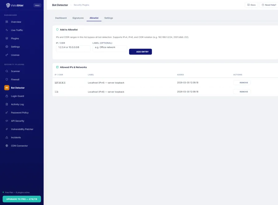 Allowlist — Bot management rules and exceptions