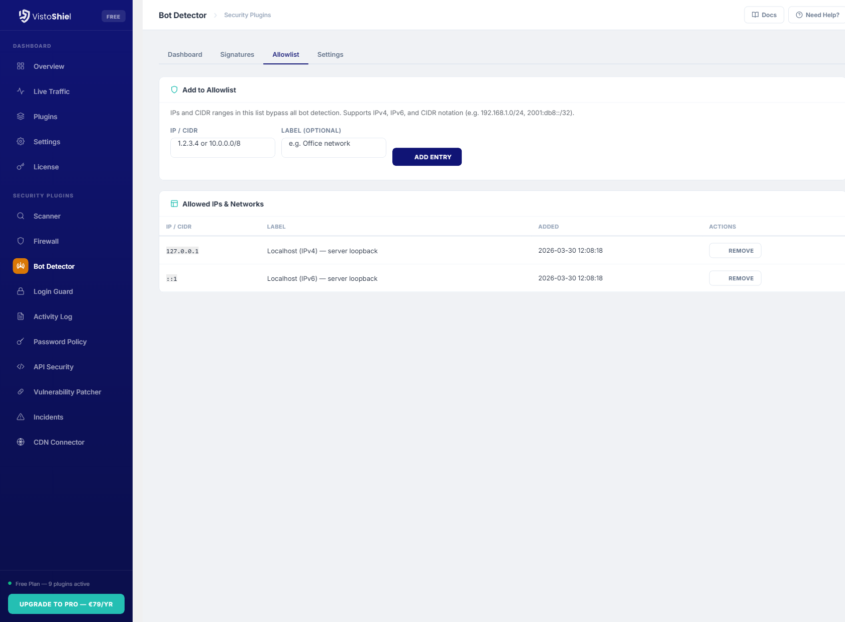 Allowlist — Bot management rules and exceptions