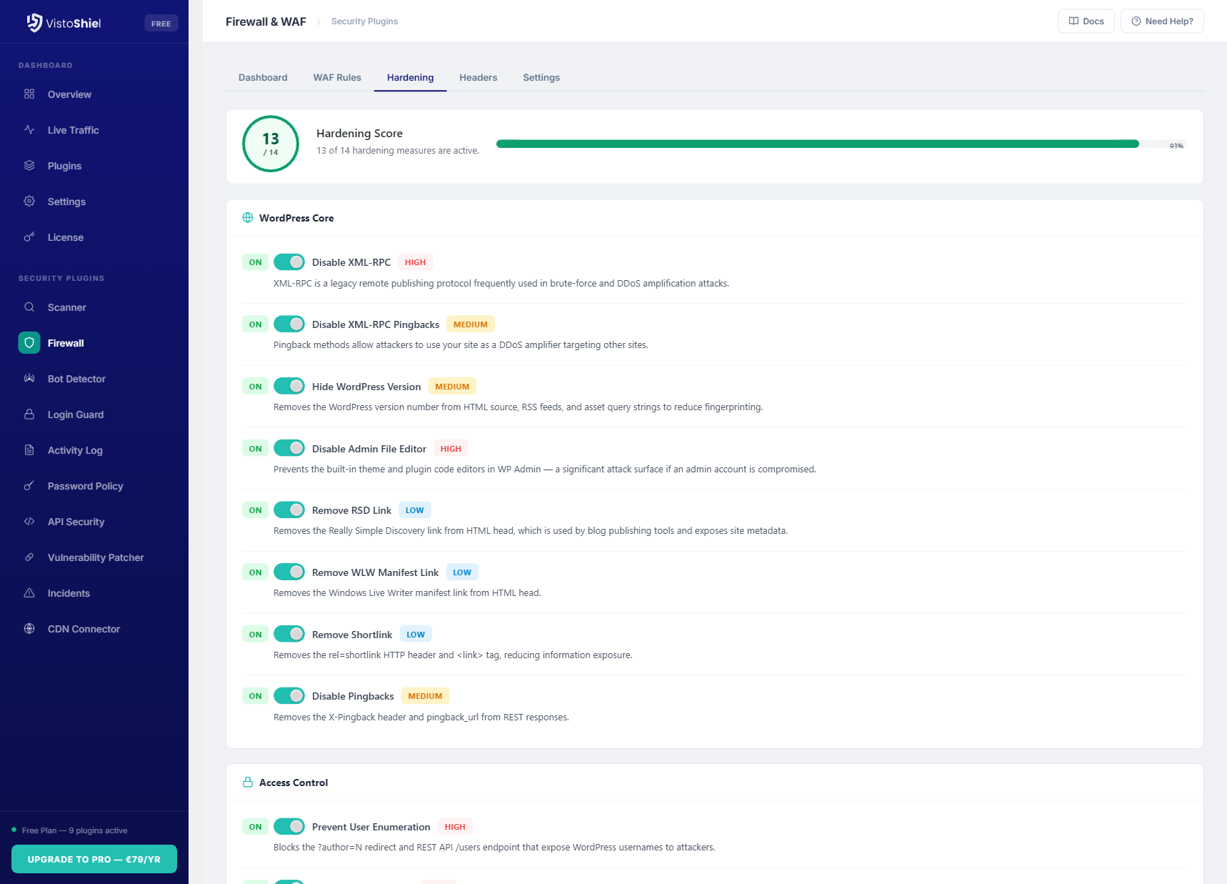 Hardening — Security hardening checklist and recommendations
