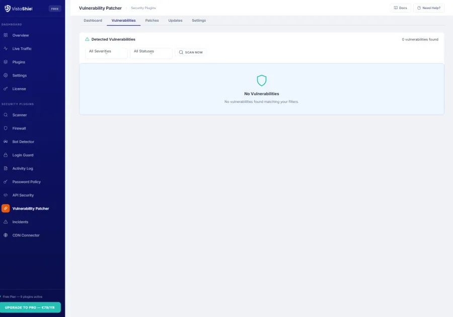 Vulnerabilities — Known vulnerabilities list with severity