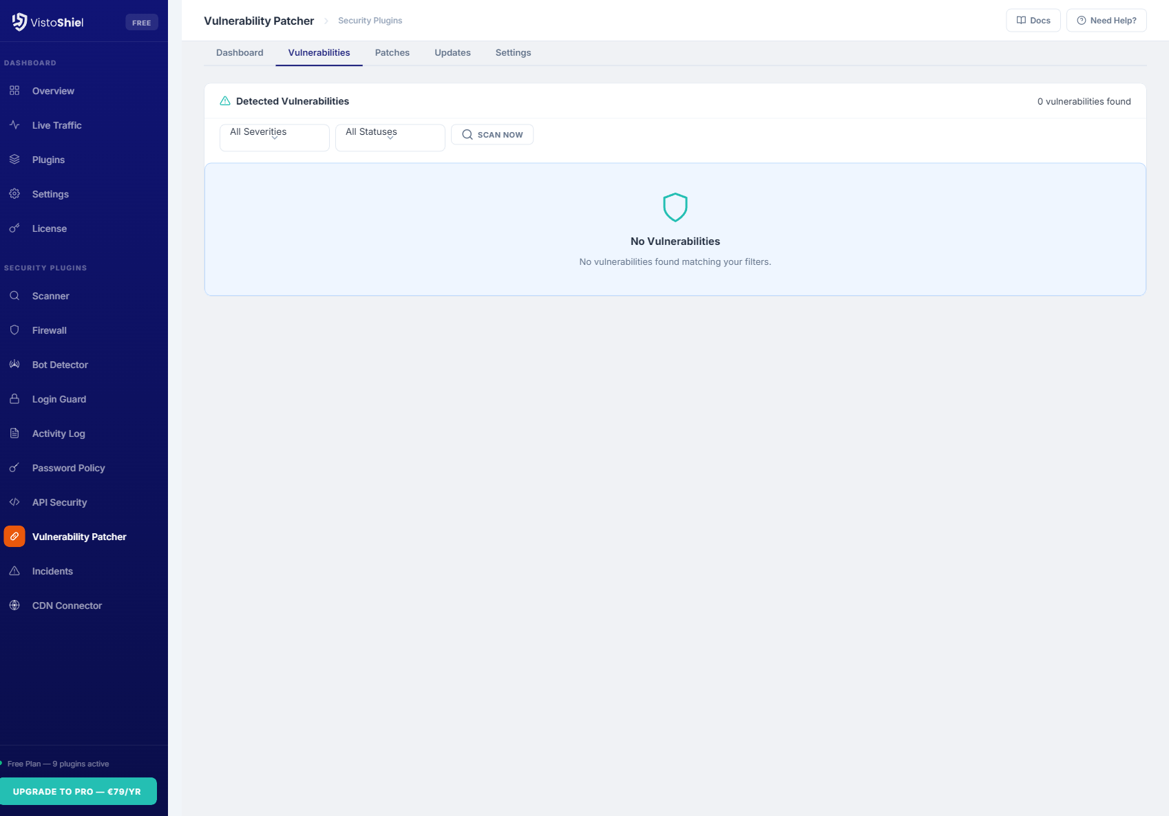Vulnerabilities — Known vulnerabilities list with severity