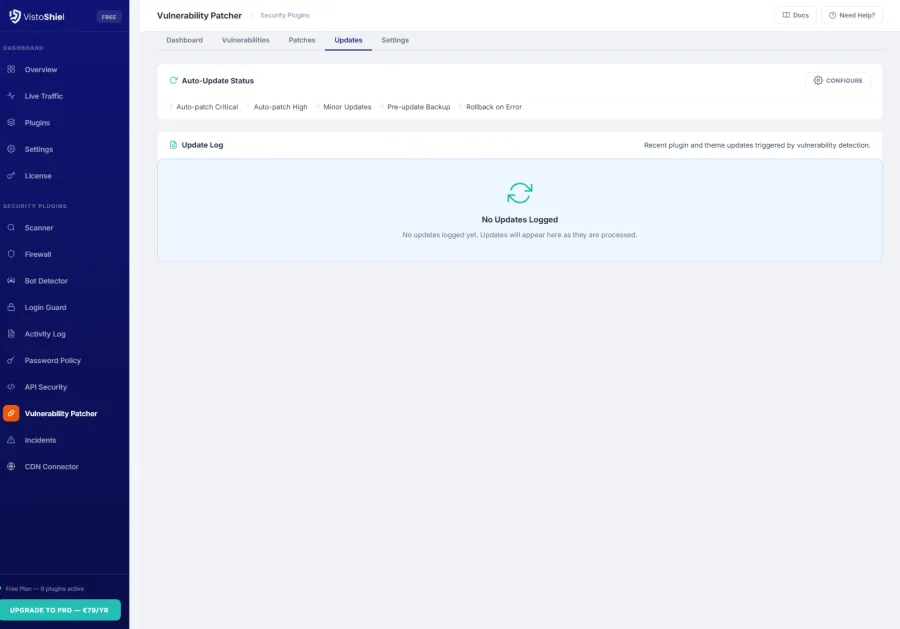 Updates — Plugin and theme update status