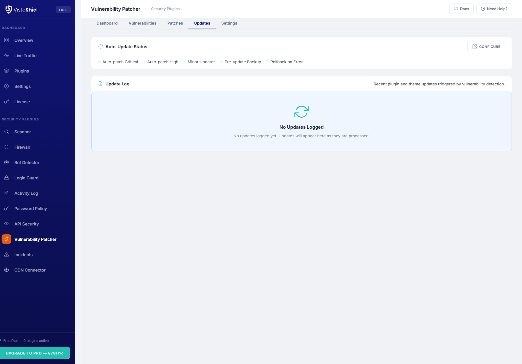 Updates — Plugin and theme update status